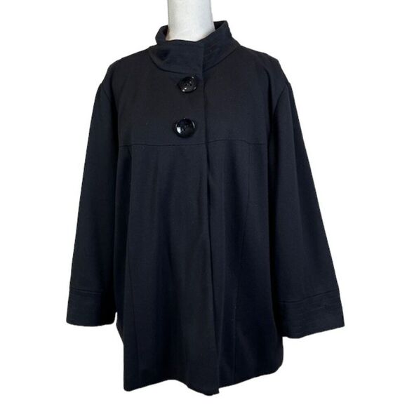 Sandro 2-button Cape Jacket Blazer Lined Black Wide Sleeve Size 2X - Picture 1 of 10